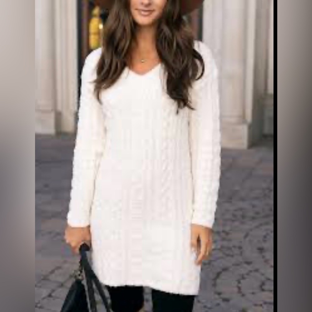 Grace & Lace Cream Knit Long Sleeve Dress